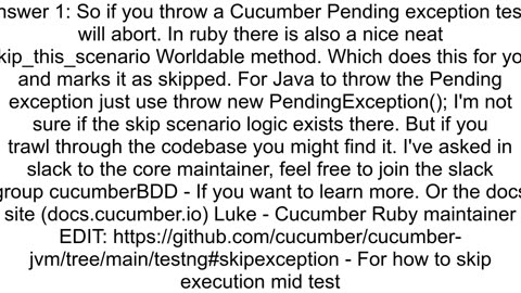 Is there a way to stop the Scenario Execution in Cucumber when a specific condition is met