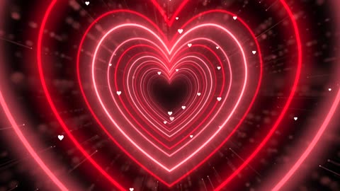 644. Neon Heart Tunnel❤️Red Heart Background Heart