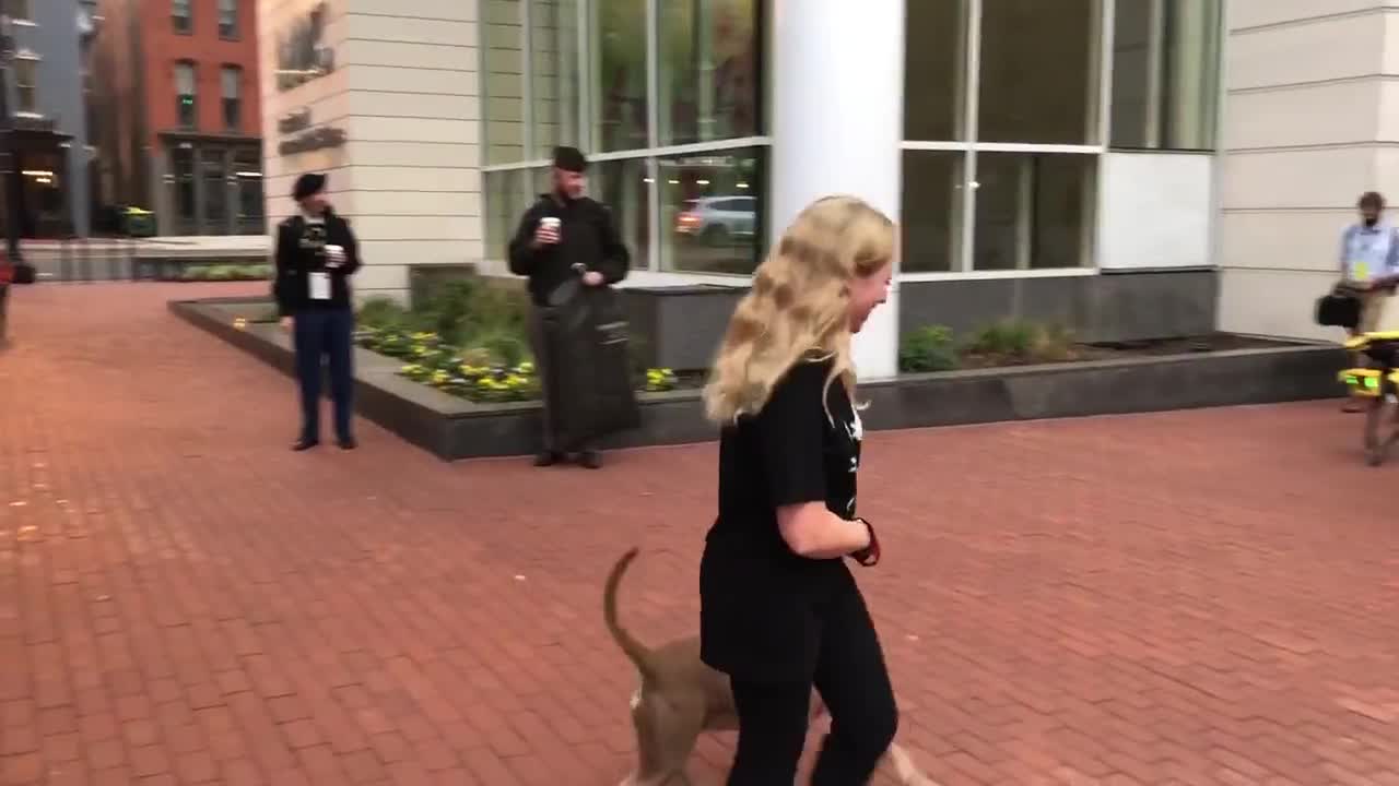 Boston Dynamics walking their "dogs" in DC this morning.