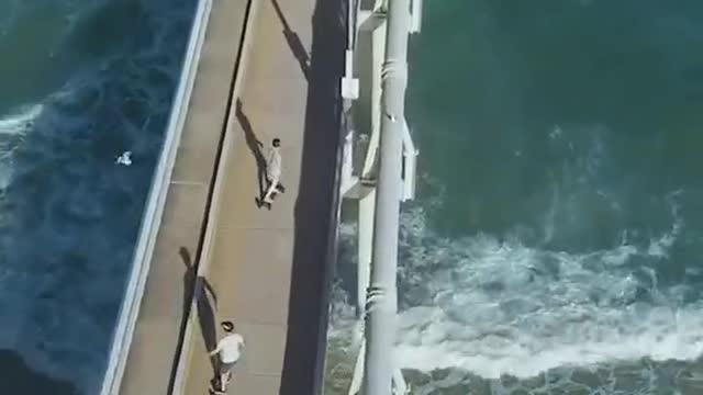 Skate across the bridge with friends