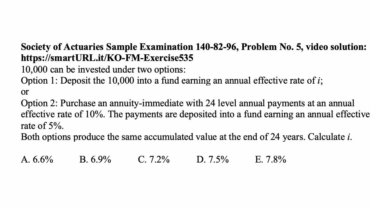 Exam FM exercise for June 4, 2022