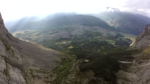 BASE jumping in a thunderstorm