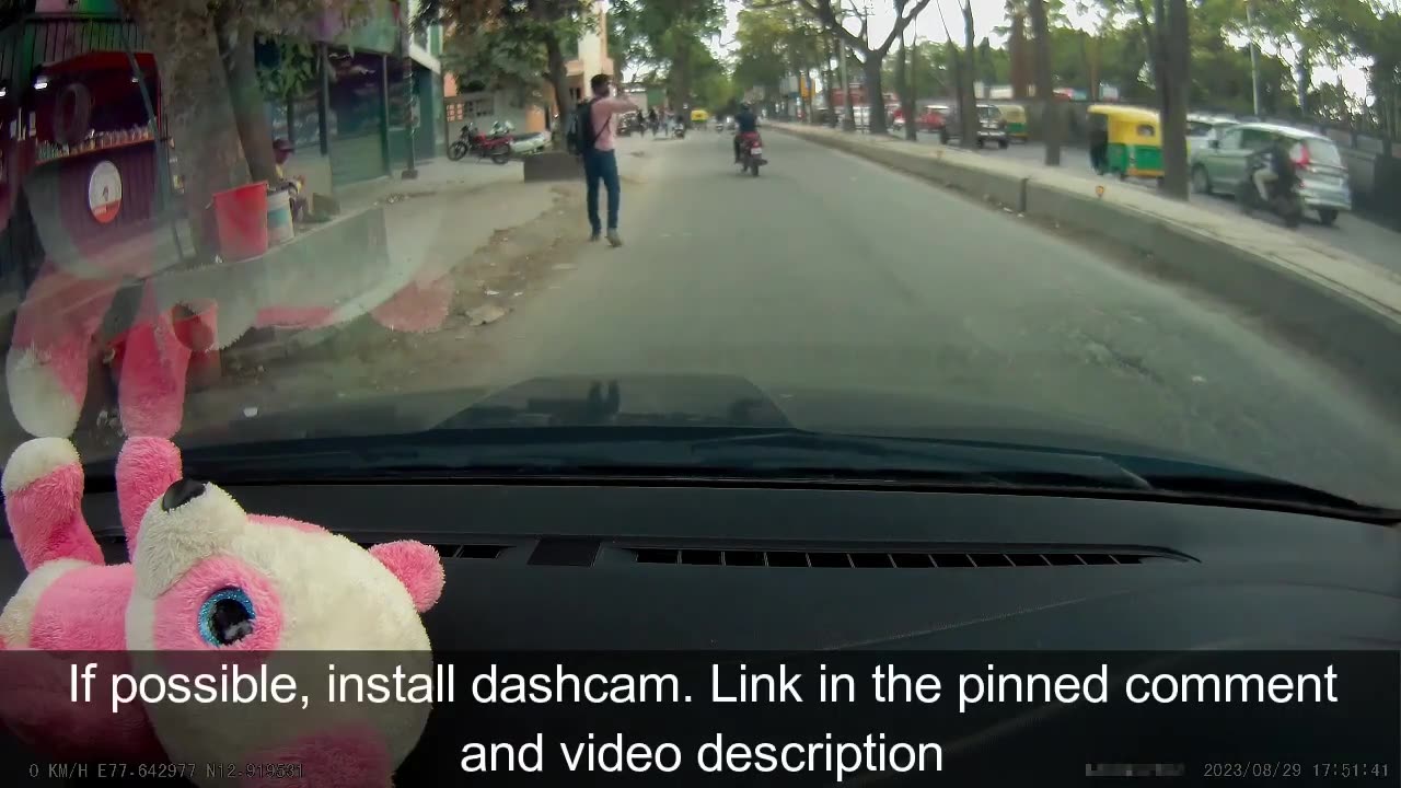 Car Escapes After Biker Stops Him On The Middle Of The Road