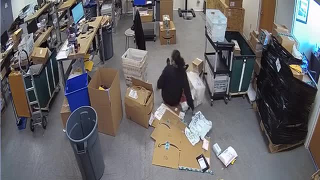 Workplace Fall Captured on Security Camera