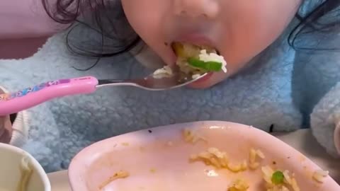 Cute baby eating video