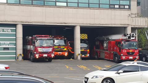 South Korean firefighters are on the move.