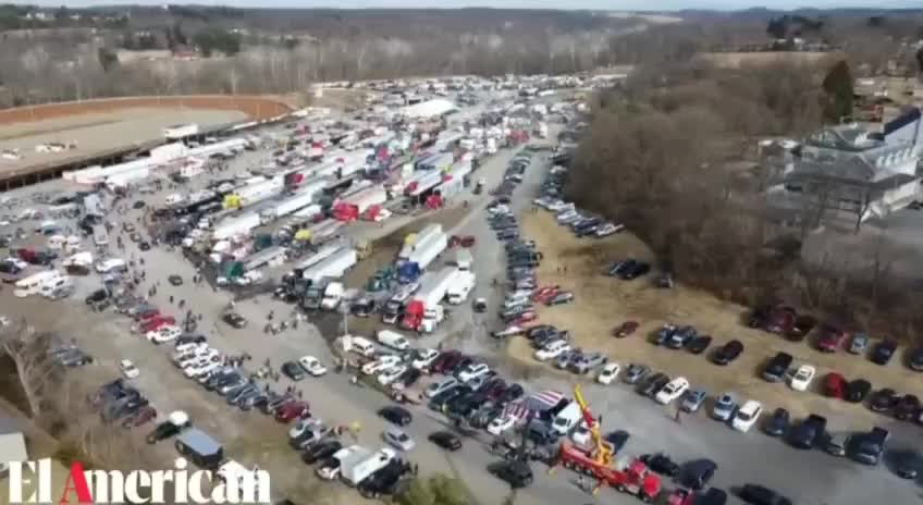 Drone footage shows The Peoples Convoy in Hagerstown MD.