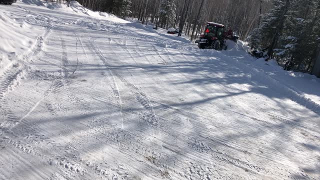 Mahindra 2638 cab clearing snow