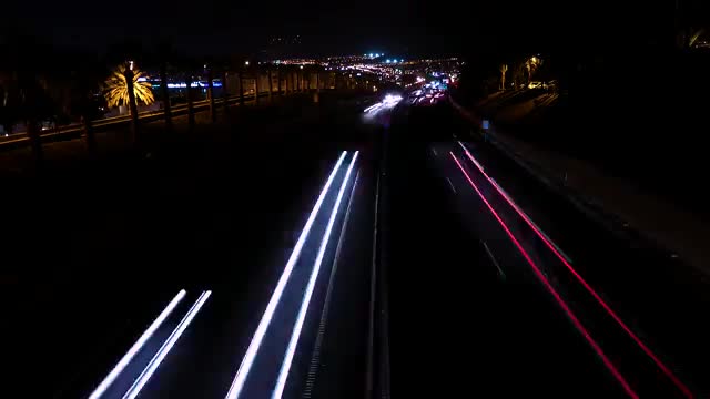 Cars on the Road Night time lapse Video - 4K