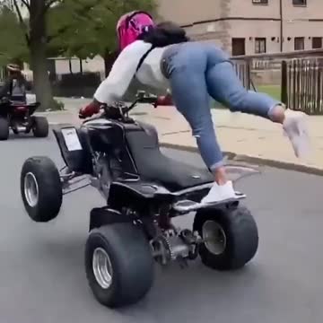 The most beautiful girl and the coolest girl who rides a bike on the street
