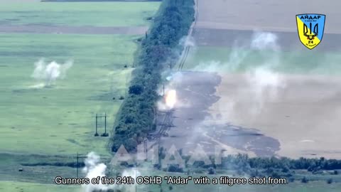 Gunners of the 24th OSHB "Aidar" destroy a Horde tank with a filigree shot from a howitzer