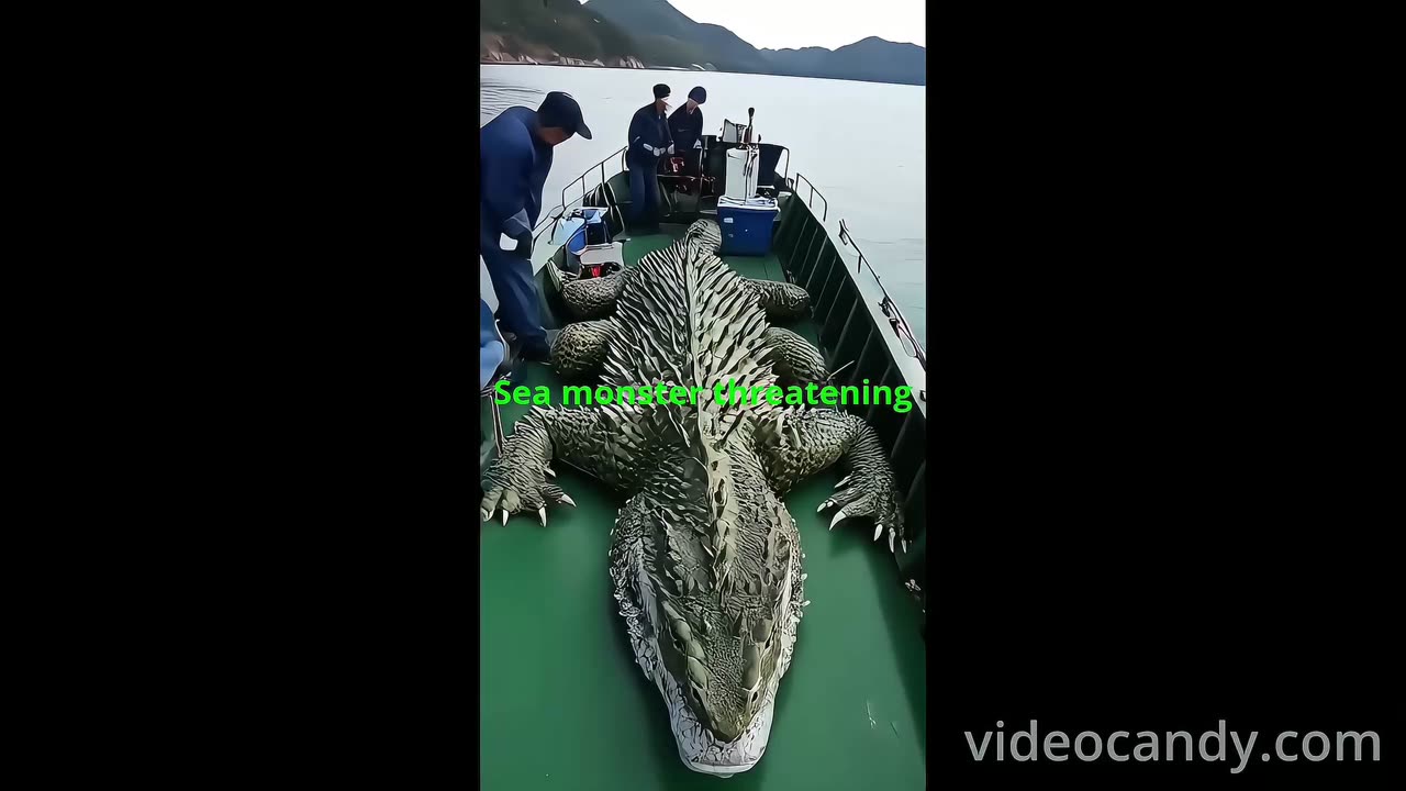 Sea monster threatening fishing boats 🦎🎣