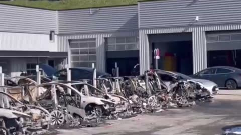 Esplode una tesla, intera concessionaria di auto elettriche in cenere.