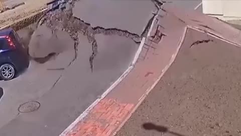 Caught on CCTV camera as ground exploded