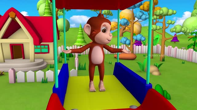 Monkey and elephant playing in forest with forest animal funny cartoon video