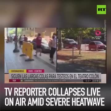 🚨 - ARGENTINA: TV reporter COLLAPSES in live broadcast amid scorching heatwave