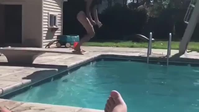 Looped video #fail girl fail dive into pool black swim suit one piece