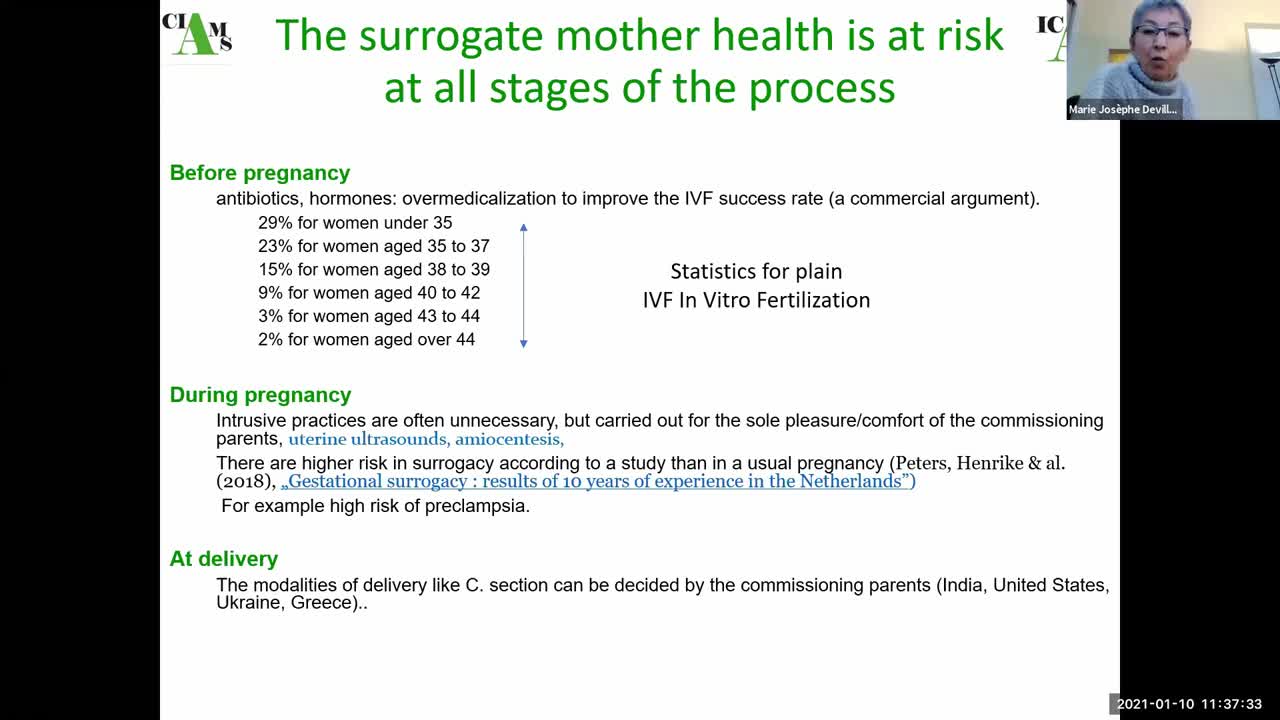 Marie Joséphe Devilliers about the international and violent parts surrogate motherhood