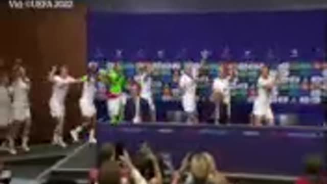 Watch England players gatecrash manager's press conference and sing 'It's coming.
