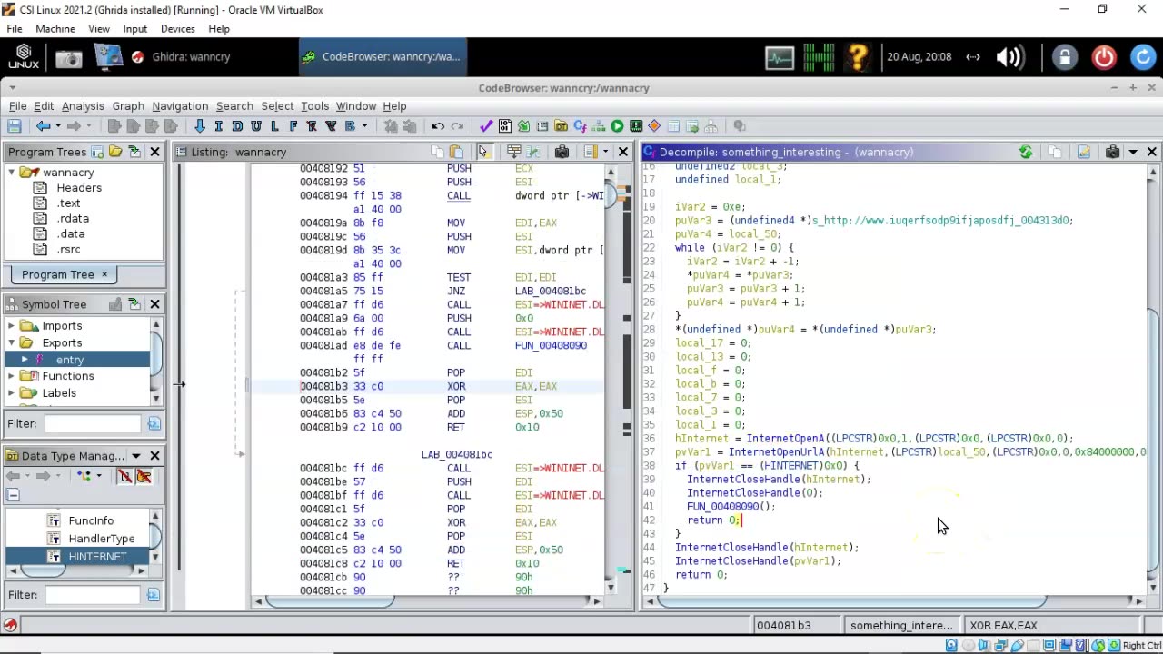 Analyzing the WannaCry KillSwitch Using Ghidra