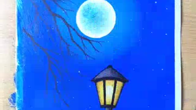 Acrylic painting - Moonlight scenery painting #shorts.mp4