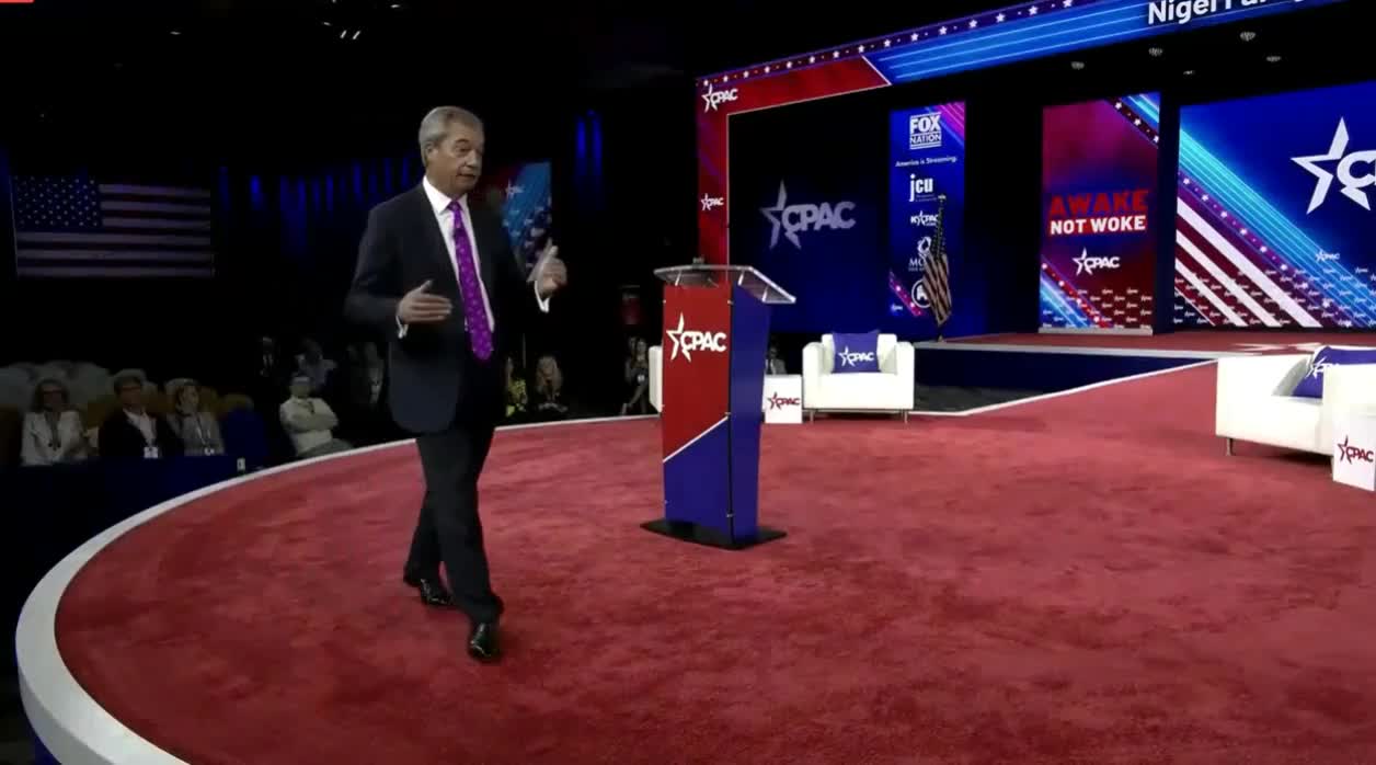 Nigel Farage and CPAC Crowd BOO Jusin Trudeau