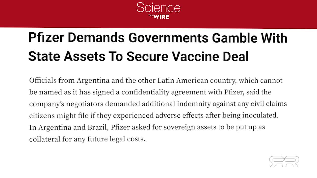 BREAKING : Pfizer Demanded Military Bases As Collateral on Cost of Vaccine Deaths.