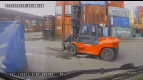 GRAPHIC: Forklift Driver Casually Runs Over Old Man