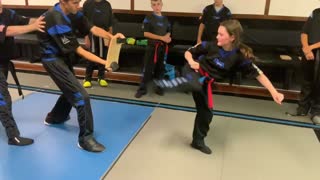 Jessica spin side kick board break