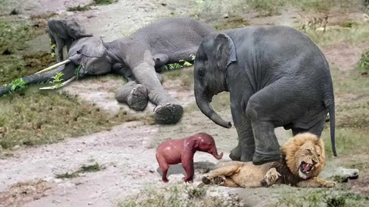 Amazing Elephant Herd Protect Mom &New Born Elephant From Lion Pride Hunt.