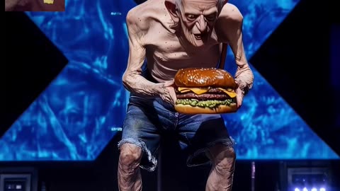 The old man eat burger