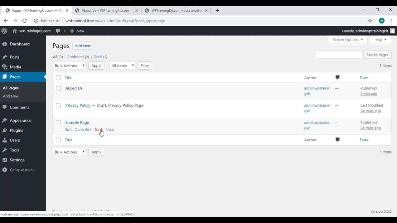 WP Training Video -15/ How To Add New Pages And Edit The Existing Pages In WordPress