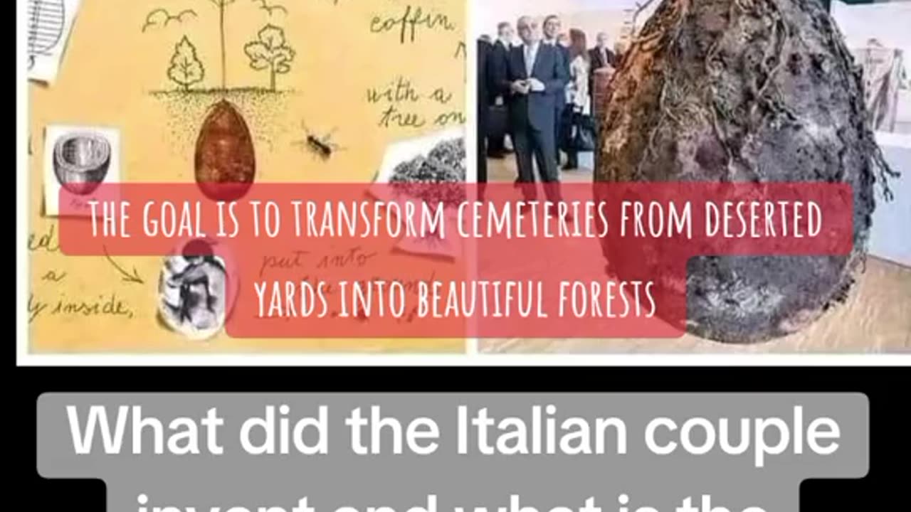 What did the Italian couple invent and the burial capsule that turns into a tree?