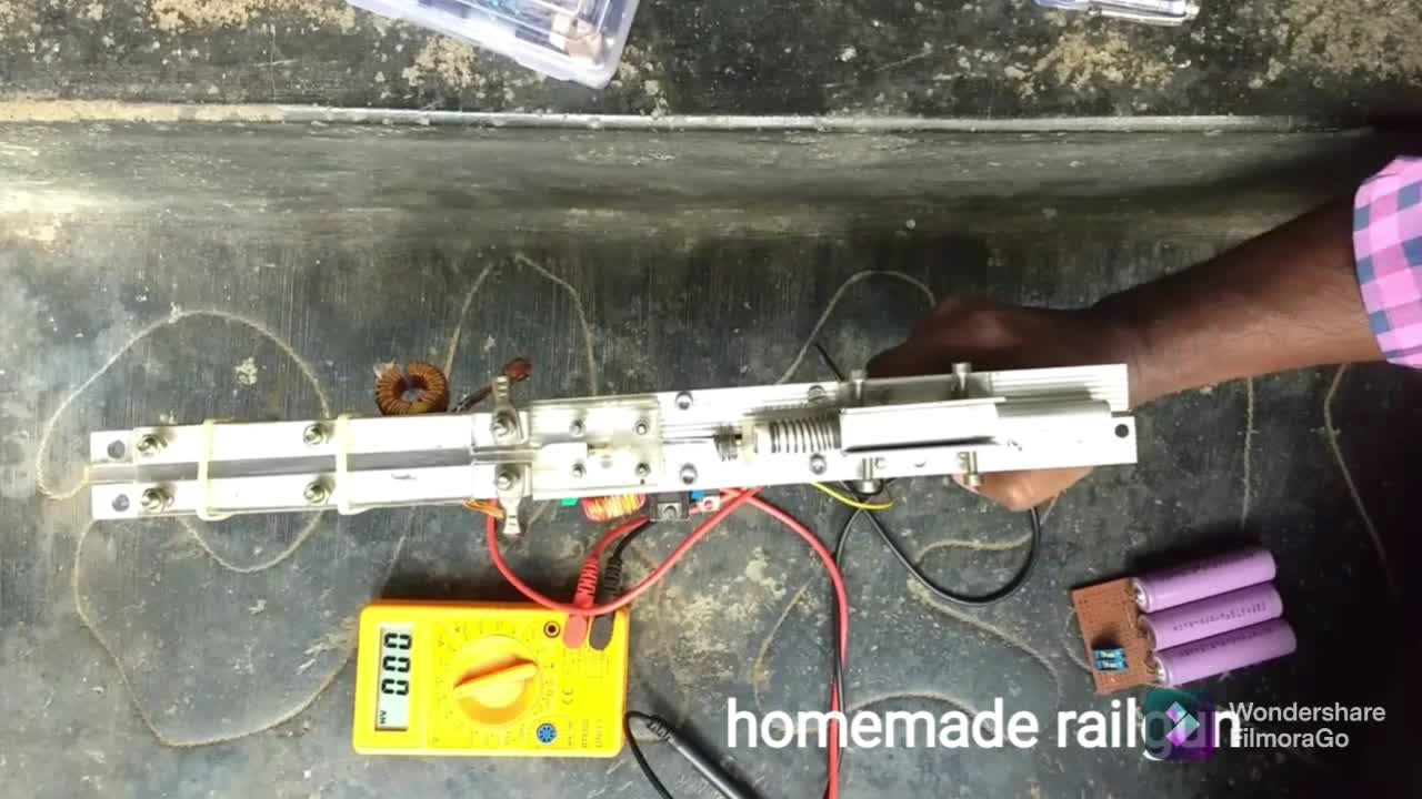 Test fire of homemade low energy railgun prototype.