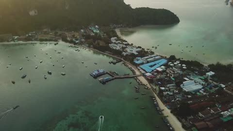 Beautiful island from above during a sunset