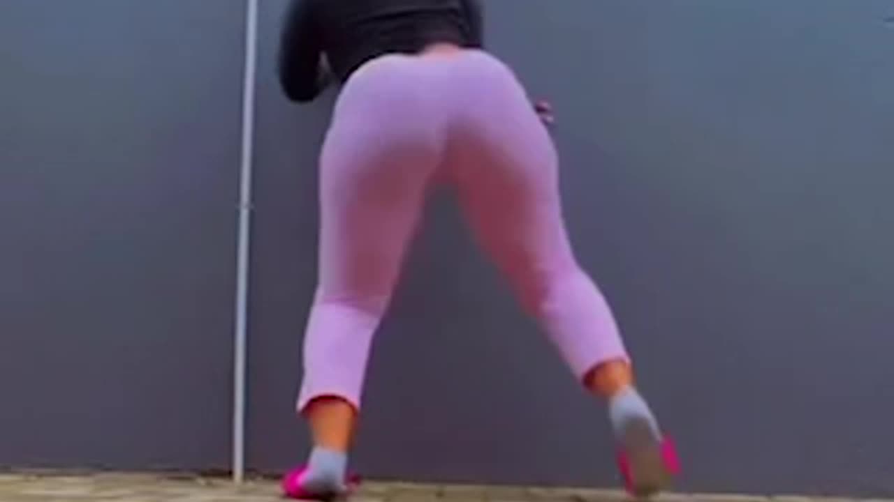 Big Ass Teen Dances holding the Wall