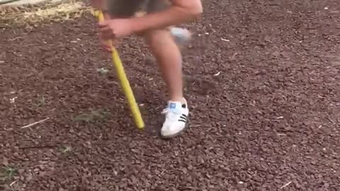 Guy fails at dizzy bat