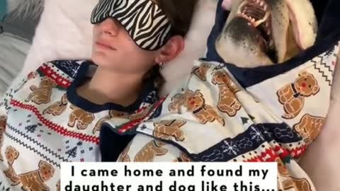 Funny 🐕 Dog & Daughter👩‍🌾 Sleeping On One Bed Try Not To Laugh Funny Videos