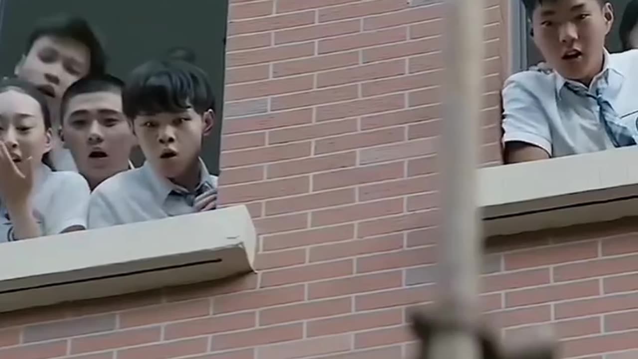 Crazy boy jumps over the building