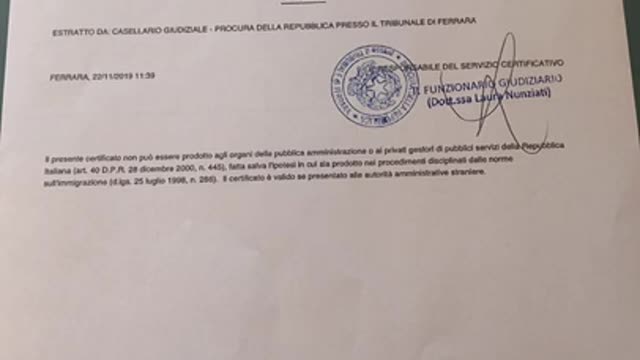 Parte 5. Certificato del casellario giudiziale 3V
