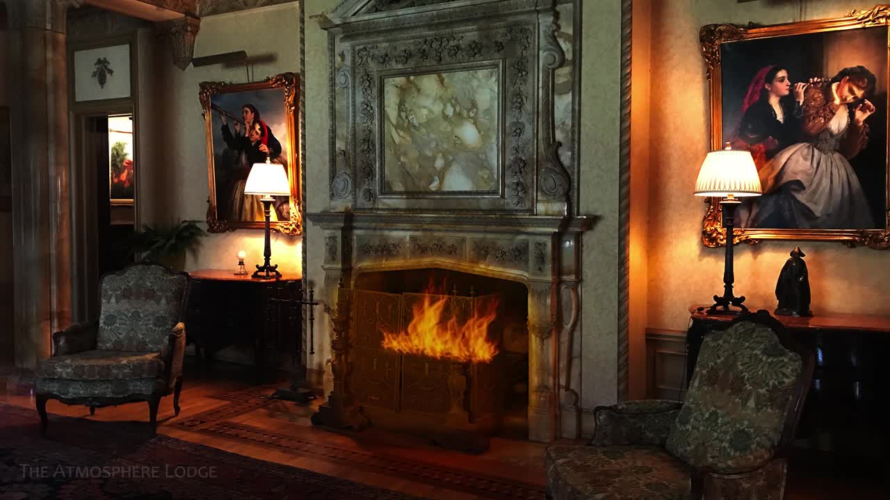 Raining At The Mansion | Indoor Rain & Thunder Sounds | Fireplace | 3 Hours