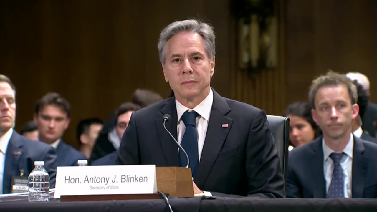 Protester Immediately Interrupts Hearing With Blinken, Austin