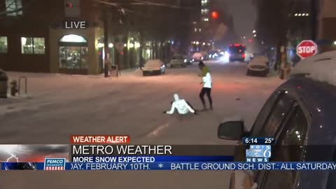 hat are you doing running in the snow The Most Ironic Wipeout You'll See Today