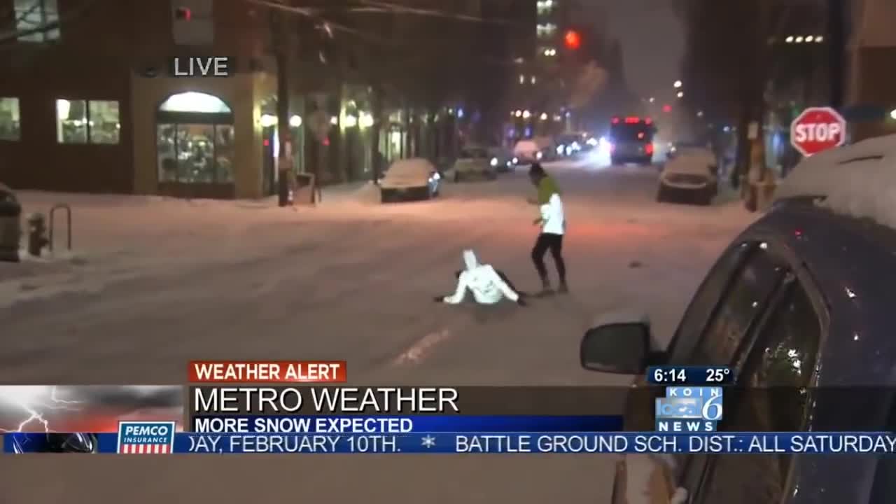 hat are you doing running in the snow The Most Ironic Wipeout You'll See Today