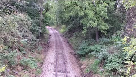 Steam engine 765 viewed from an overpass