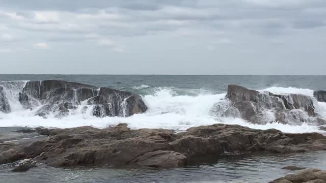 Sea waves during a storm warning