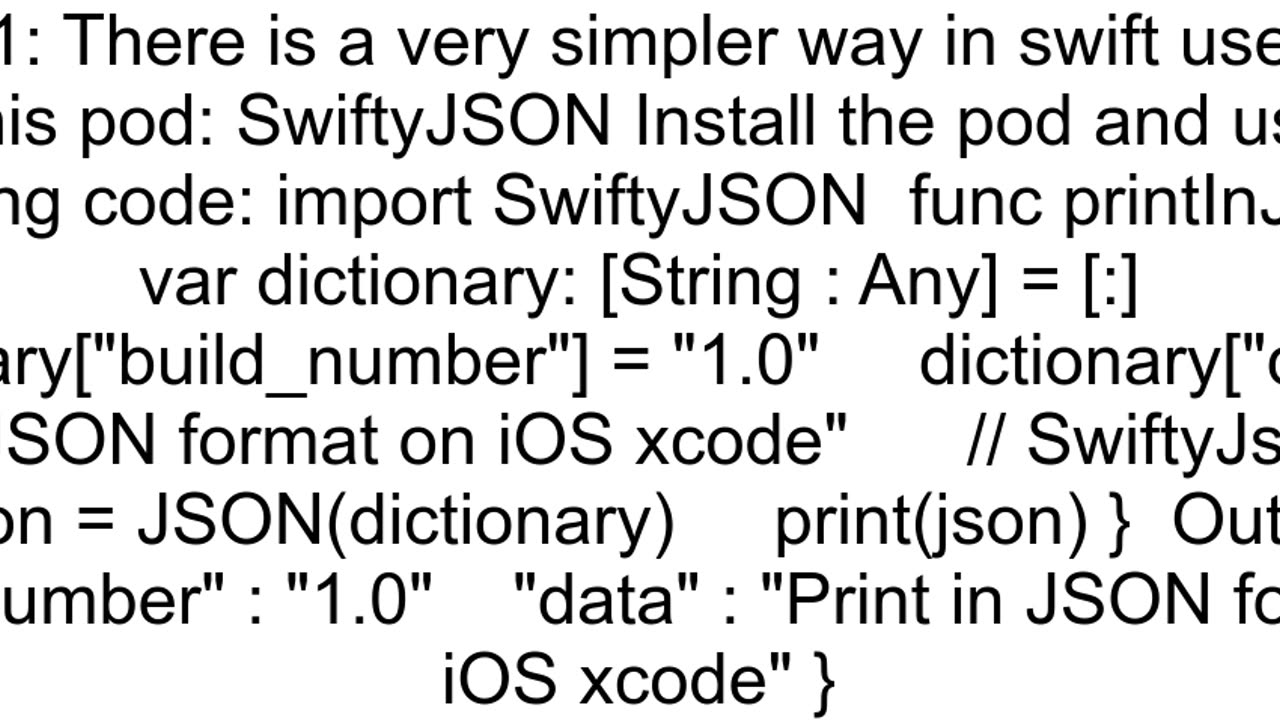 How can we format or convert the Xcode log or print in JSON format