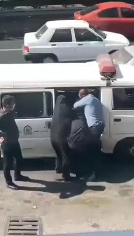 Iranian morality police violently arrest a woman for not wearing a hijab