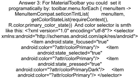android Change MaterialToolbar menu items icon color