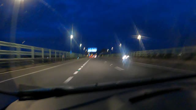 Driving on the Severn bridge . Wales and England. Speedlapse.